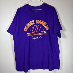 NASCAR Denny Hamlin #11 Joe Gibbs Racing Purple T-Shirt Mens XL Short Sleeve